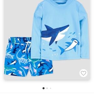 Carter's Baby Boys' Long Sleeve Rash Guard Set SHARKS - Blue 12M